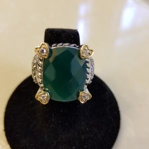 14k/925 green chalcedony ring